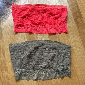 Free People Lace Bandeau Set in Orange and Taupe Like New